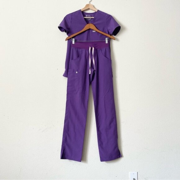 Figs XXS Tall Limited color Ultra Violet Purple scrubs top and pants set - Picture 2 of 11